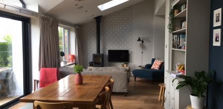 No steps throughout, wood floor with high anti slip rating