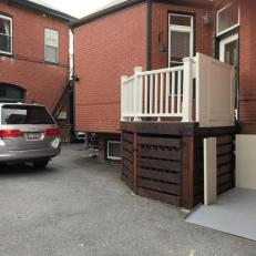 van in parking spot and lift