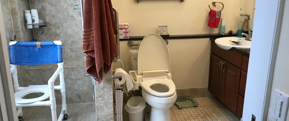 Accessible bathroom (and cat)