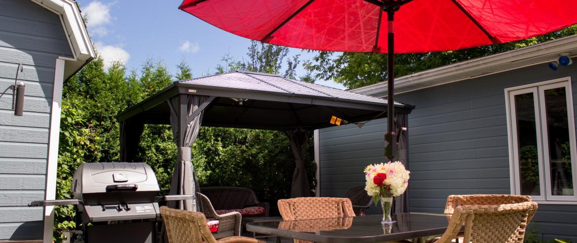 Outside BBQ and gazebo
