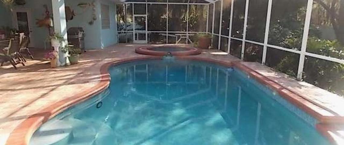 lanai and pool.  Pool has removable lift to use